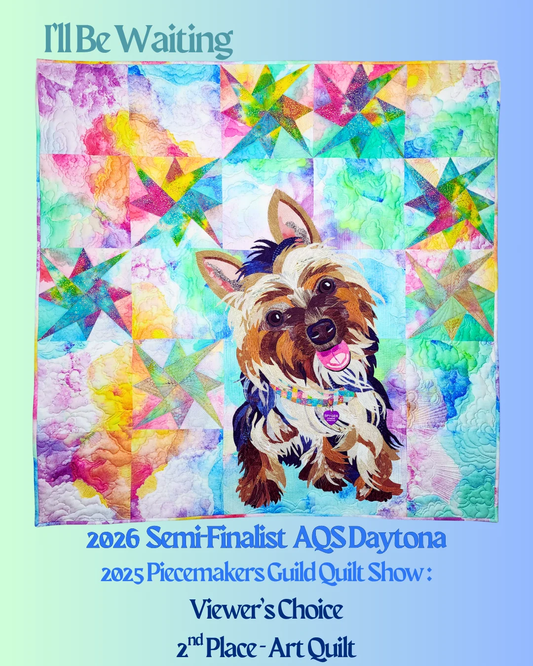 I'll Be Waiting — 2026 Semi-Finalist AQS Daytona; 2025 Piecemakers Guild Viewer's Choice & 2nd Place Art Quilt